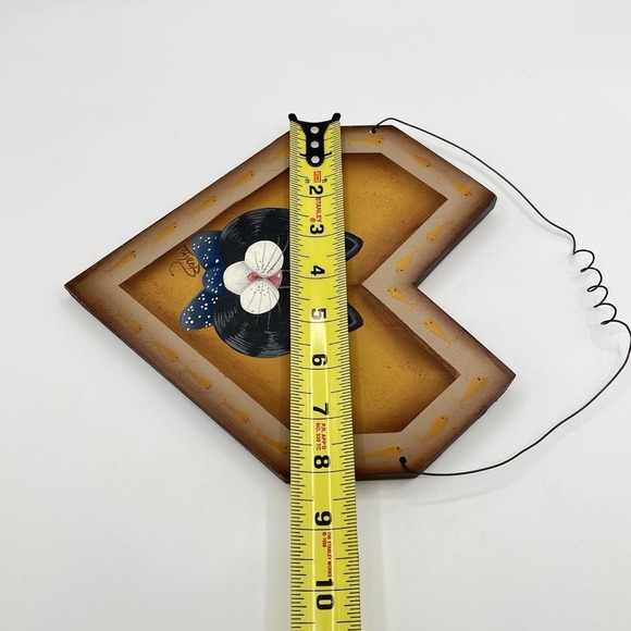 Vintage 1990's Cat Black Tabby Wood Rustic Country Painted Plaque Wall Decor 12" - Picture 8 of 8